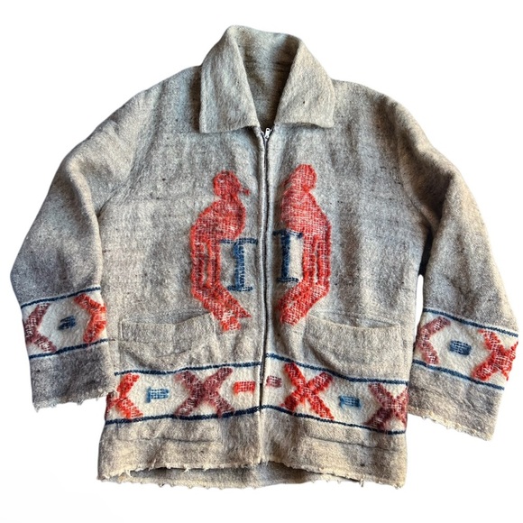 other Other - Vintage Wool Knit Fringed Southwestern Birds Full Zip Jacket
Men Size La…